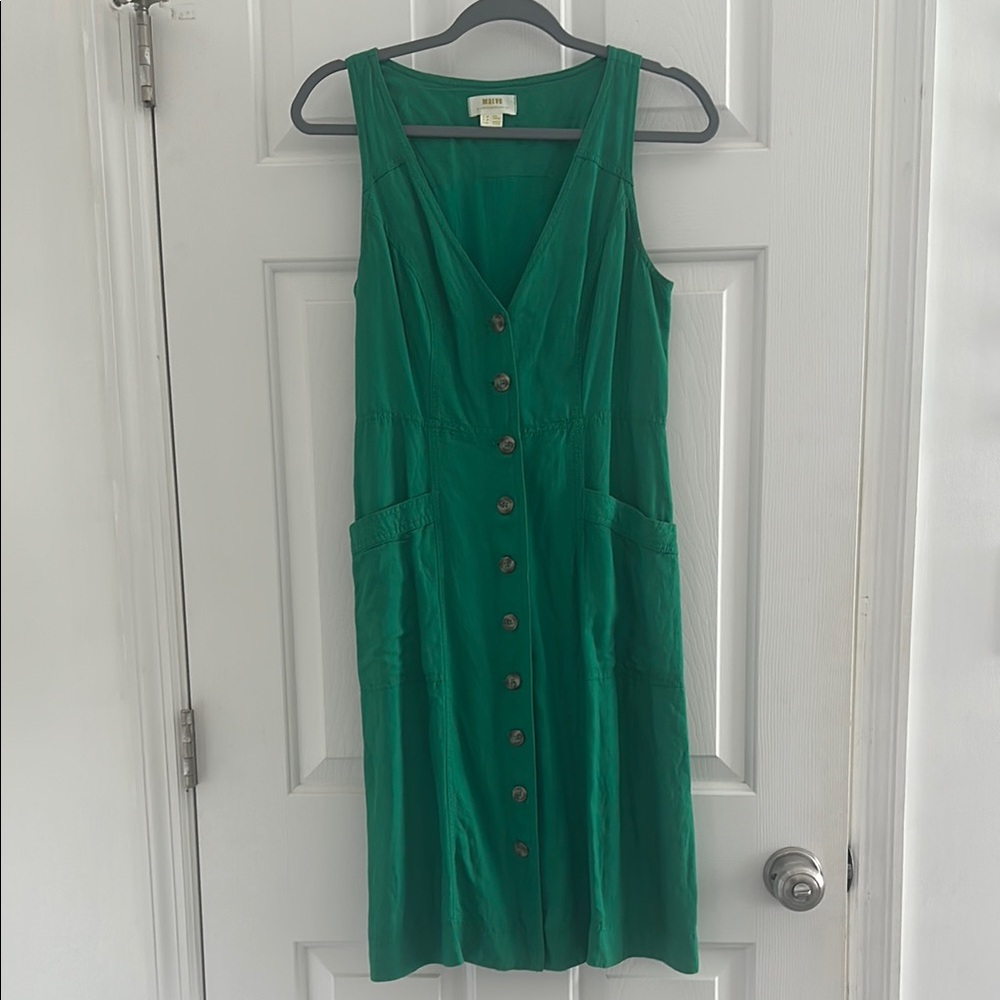 Madewell Green Sleeveless V-Neck Midi Sundress